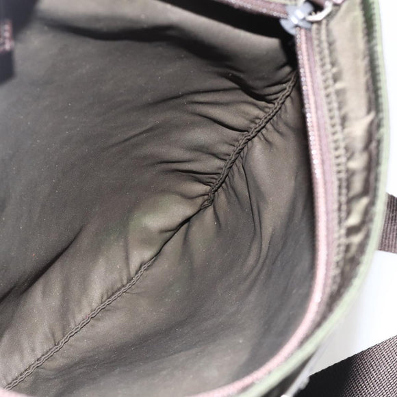 PRADA Shoulder Bag Nylon Khaki Silver Auth 175377A