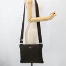PRADA Shoulder Bag Nylon Khaki Silver Auth 175377A-22