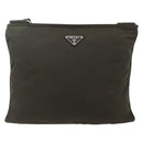 PRADA Shoulder Bag Nylon Khaki Silver Auth 175377A-13