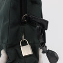 PRADA Tote Bag Nylon Khaki Silver Auth 175379-10