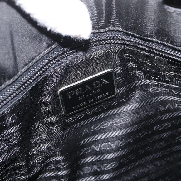 PRADA Tote Bag Nylon Khaki Silver Auth 175379