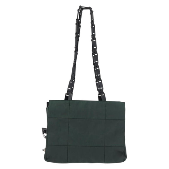 PRADA Tote Bag Nylon Khaki Silver Auth 175379