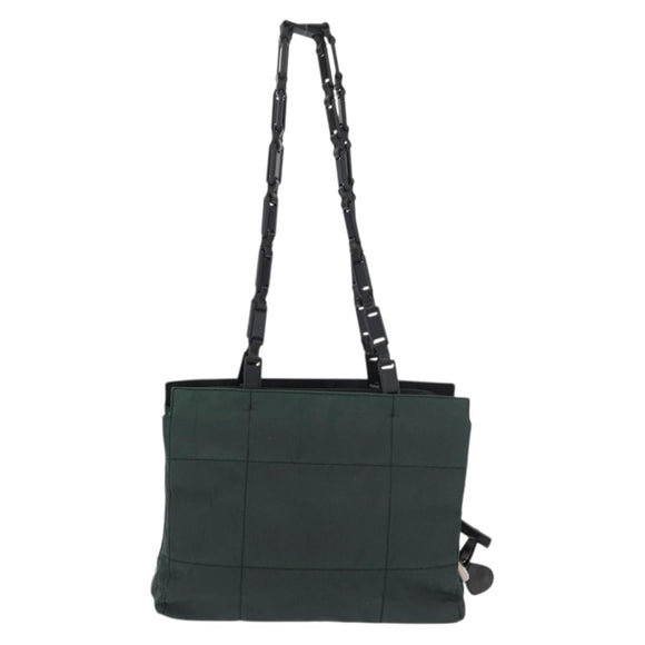 PRADA Tote Bag Nylon Khaki Silver Auth 175379