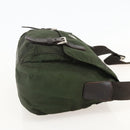 PRADA Shoulder Bag Nylon Khaki Silver Auth 175382-4