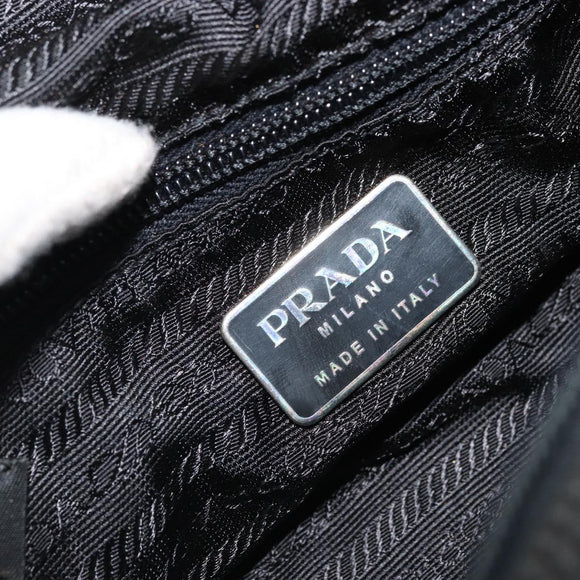 PRADA Hand Bag Nylon Black Silver Auth 175383