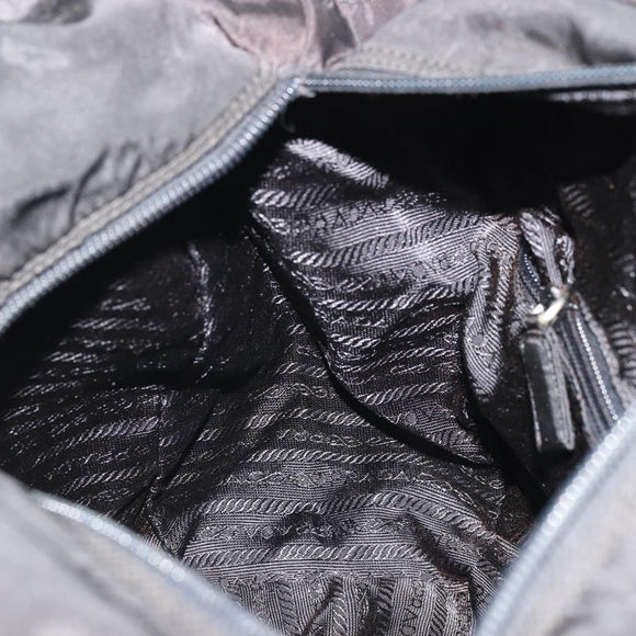 PRADA Hand Bag Nylon Black Silver Auth 175383