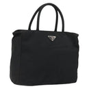 PRADA Hand Bag Nylon Black Silver Auth 175383-1