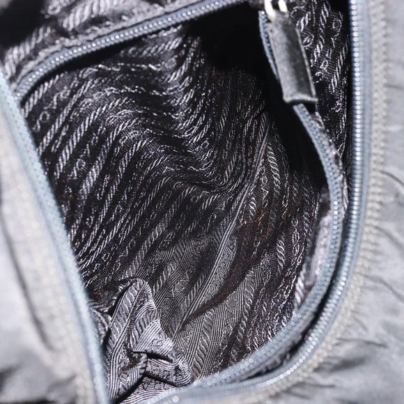 PRADA Hand Bag Nylon Black Silver Auth 175383