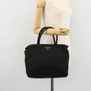 PRADA Hand Bag Nylon Black Silver Auth 175383-23