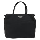 PRADA Hand Bag Nylon Black Silver Auth 175383-13
