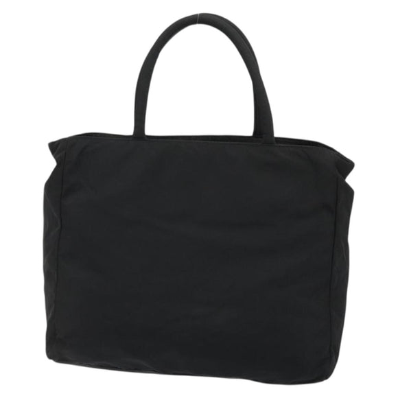PRADA Hand Bag Nylon Black Silver Auth 175383
