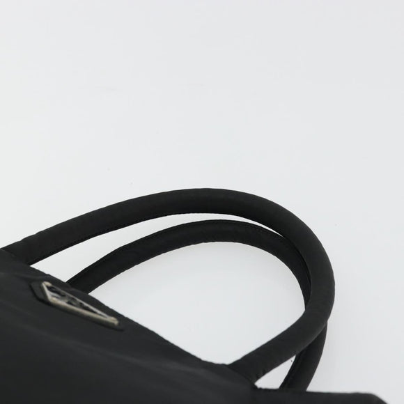 PRADA Hand Bag Nylon Black Silver Auth 175383
