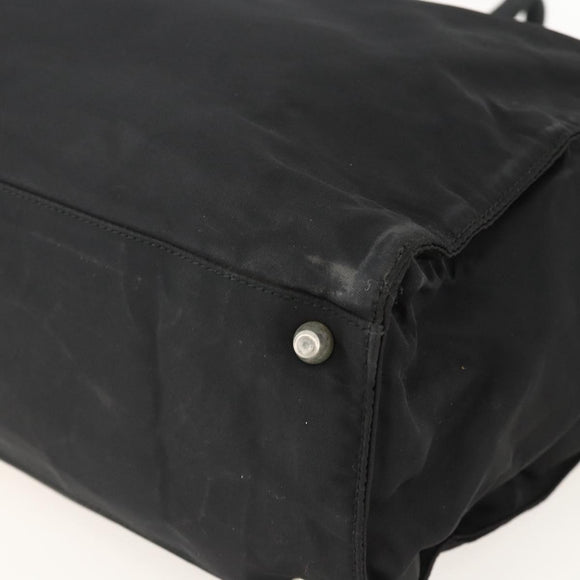 PRADA Hand Bag Nylon Black Silver Auth 175384A