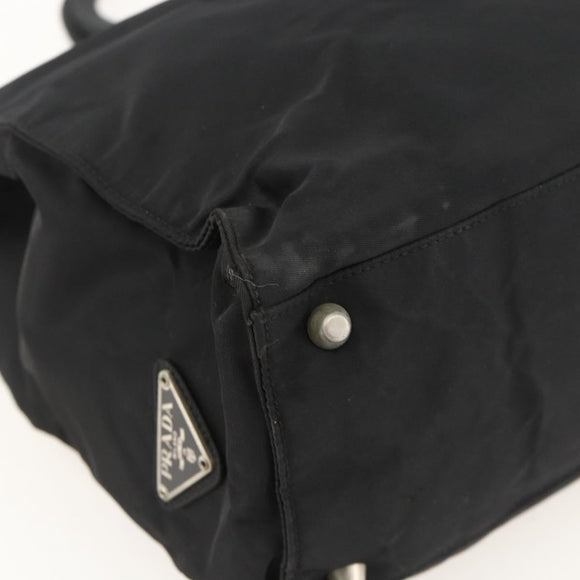 PRADA Hand Bag Nylon Black Silver Auth 175384A