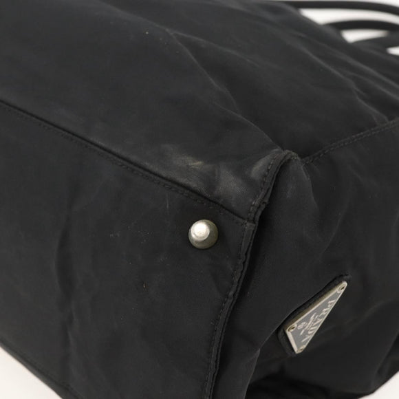 PRADA Hand Bag Nylon Black Silver Auth 175384A