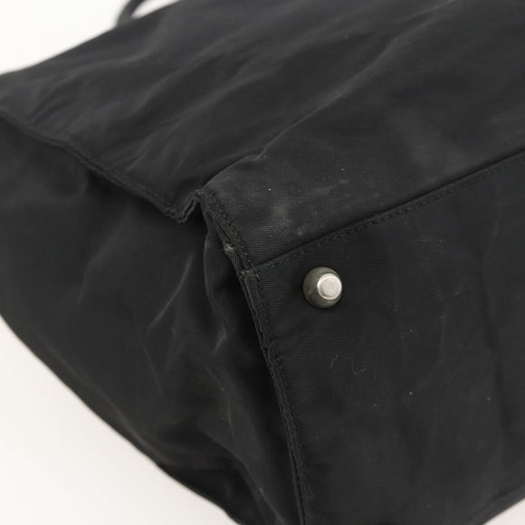 PRADA Hand Bag Nylon Black Silver Auth 175384A