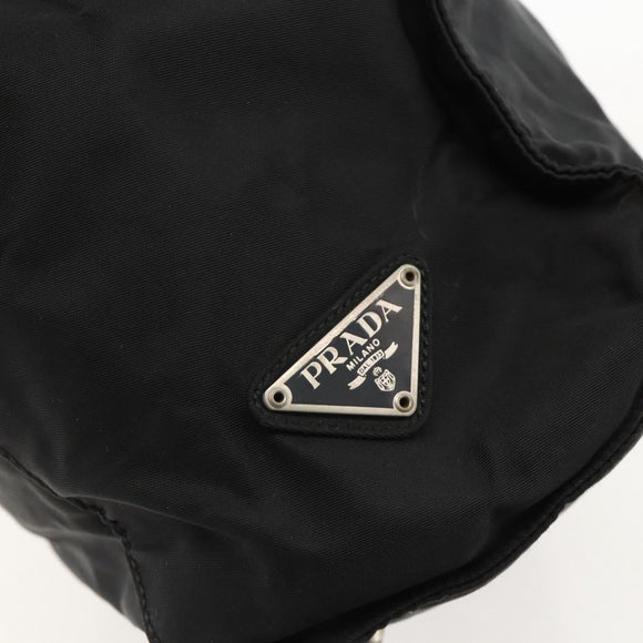 PRADA Hand Bag Nylon Black Silver Auth 175384A