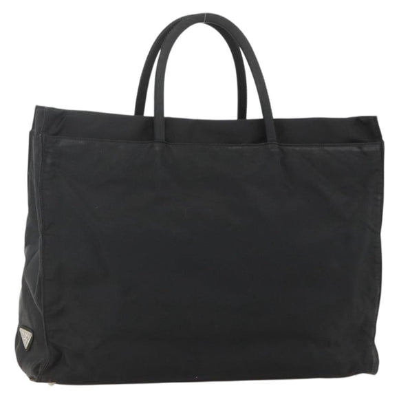 PRADA Hand Bag Nylon Black Silver Auth 175384A