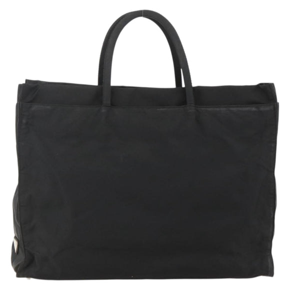 PRADA Hand Bag Nylon Black Silver Auth 175384A