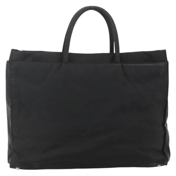 PRADA Hand Bag Nylon Black Silver Auth 175384A