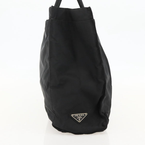 PRADA Hand Bag Nylon Black Silver Auth 175384A