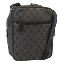 GUCCI GG Canvas Shoulder Bag Black Silver 03136 Auth 175385-1