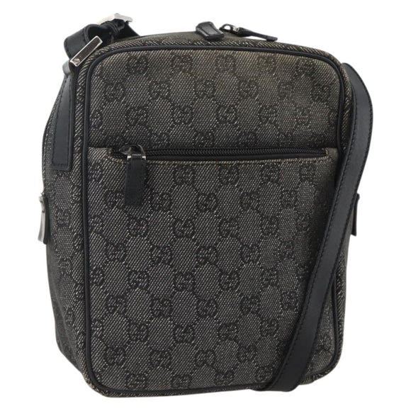 GUCCI GG Canvas Shoulder Bag Black Silver 03136 Auth 175385