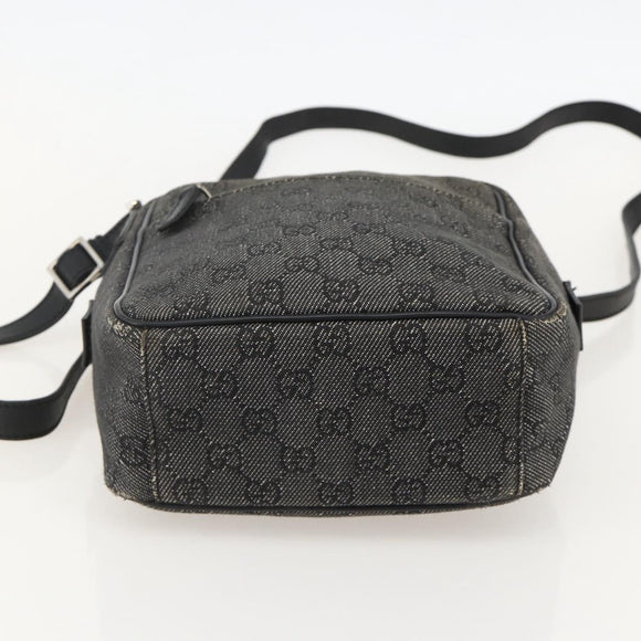 GUCCI GG Canvas Shoulder Bag Black Silver 03136 Auth 175385
