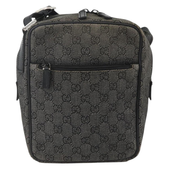 GUCCI GG Canvas Shoulder Bag Black Silver 03136 Auth 175385