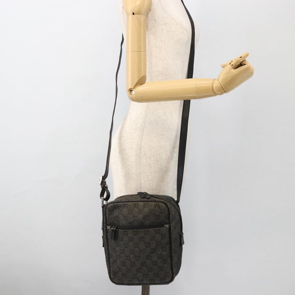 GUCCI GG Canvas Shoulder Bag Black Silver 03136 Auth 175385