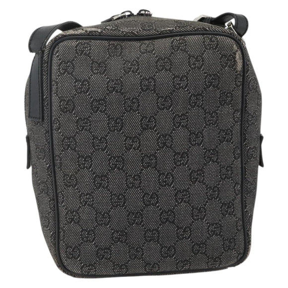GUCCI GG Canvas Shoulder Bag Black Silver 03136 Auth 175385