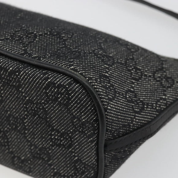 GUCCI GG Canvas Accessory Pouch Black Gold 07198 Auth 175386A