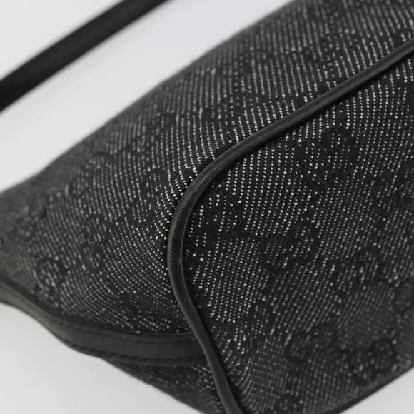 GUCCI GG Canvas Accessory Pouch Black Gold 07198 Auth 175386A