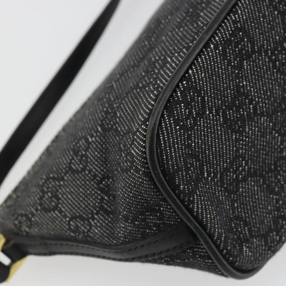 GUCCI GG Canvas Accessory Pouch Black Gold 07198 Auth 175386A