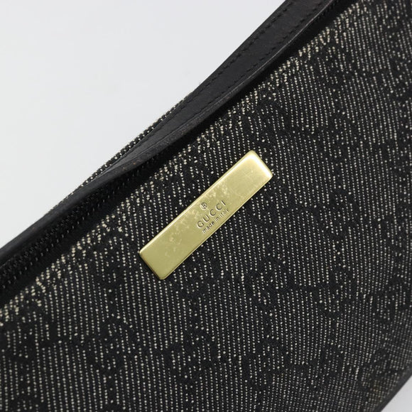 GUCCI GG Canvas Accessory Pouch Black Gold 07198 Auth 175386A