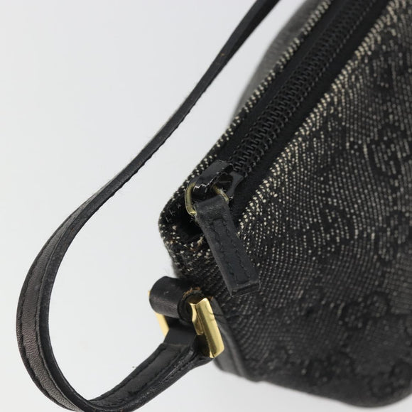 GUCCI GG Canvas Accessory Pouch Black Gold 07198 Auth 175386A