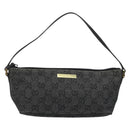 GUCCI GG Canvas Accessory Pouch Black Gold 07198 Auth 175386A-2