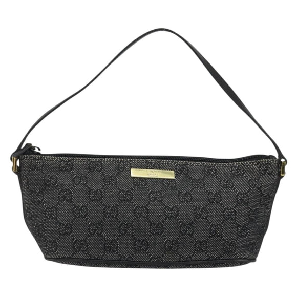 GUCCI GG Canvas Accessory Pouch Black Gold 07198 Auth 175386A