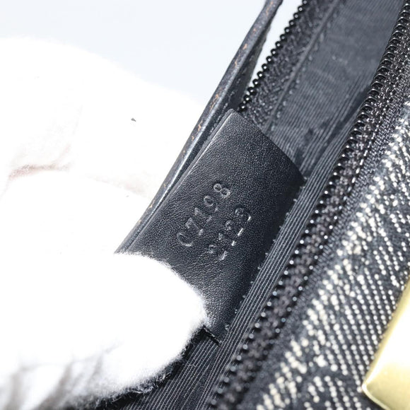 GUCCI GG Canvas Accessory Pouch Black Gold 07198 Auth 175386A