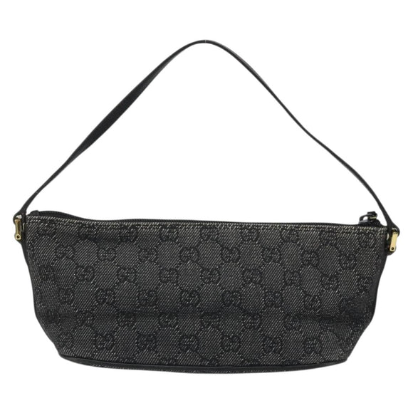 GUCCI GG Canvas Accessory Pouch Black Gold 07198 Auth 175386A