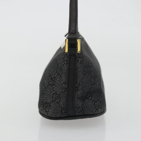 GUCCI GG Canvas Accessory Pouch Black Gold 07198 Auth 175386A