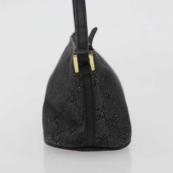 GUCCI GG Canvas Accessory Pouch Black Gold 07198 Auth 175386A