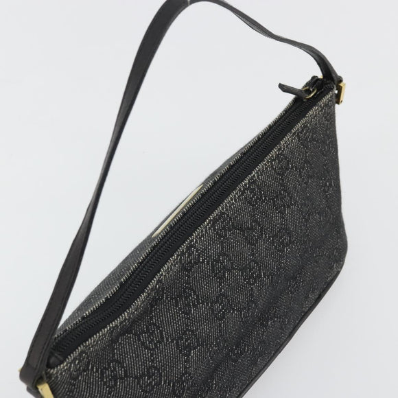 GUCCI GG Canvas Accessory Pouch Black Gold 07198 Auth 175386A
