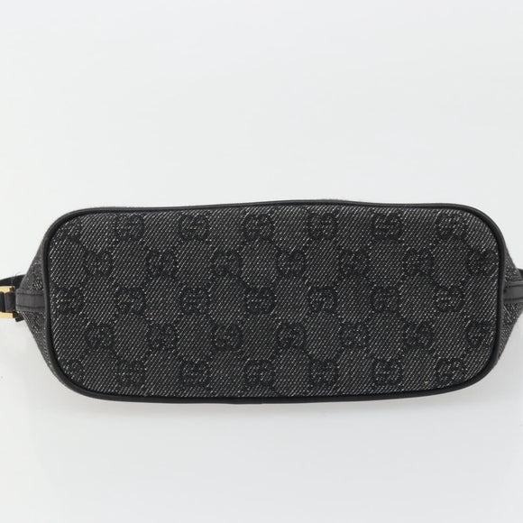 GUCCI GG Canvas Accessory Pouch Black Gold 07198 Auth 175386A