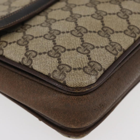 GUCCI GG Supreme Horsebit Schoudertas PVC Beige Goud 001 16 4084 Auth 175390