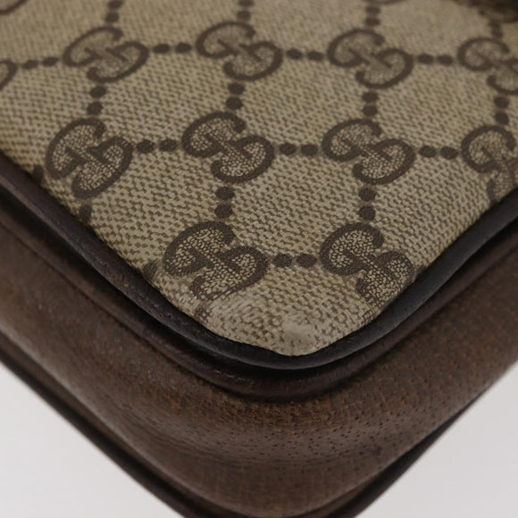 GUCCI GG Supreme Horsebit Schoudertas PVC Beige Goud 001 16 4084 Auth 175390