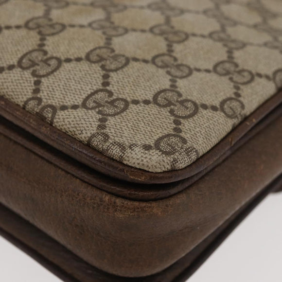 GUCCI GG Supreme Horsebit Schoudertas PVC Beige Goud 001 16 4084 Auth 175390