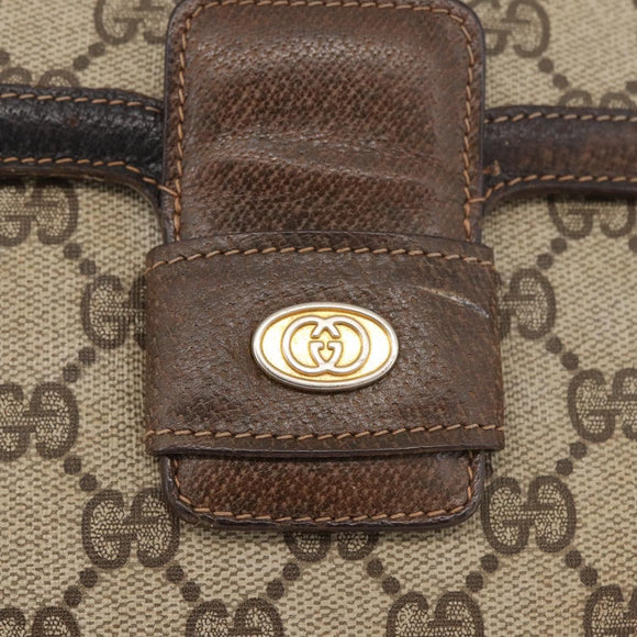 GUCCI GG Supreme Horsebit Schoudertas PVC Beige Goud 001 16 4084 Auth 175390