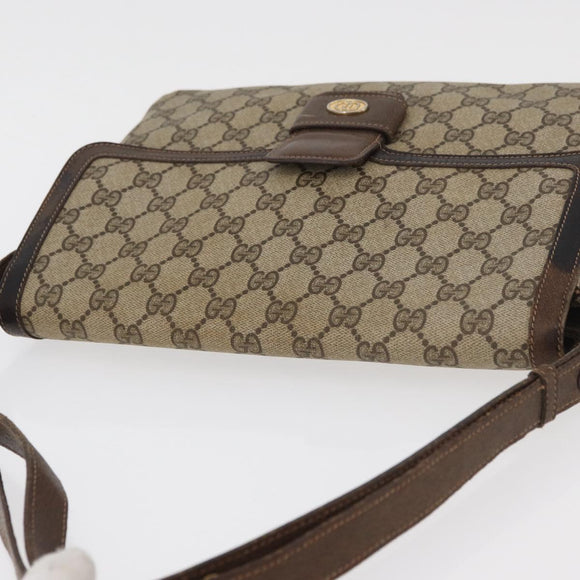 GUCCI GG Supreme Horsebit Schoudertas PVC Beige Goud 001 16 4084 Auth 175390