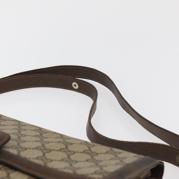 GUCCI GG Supreme Horsebit Schoudertas PVC Beige Goud 001 16 4084 Auth 175390